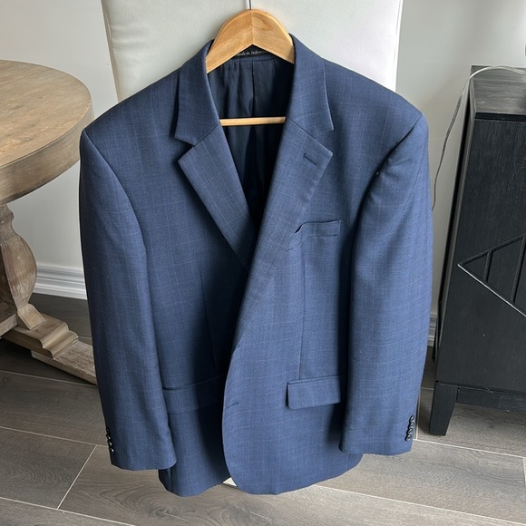 Michael Kors Wool Single Breast Two Button Blue Blazer Light Plaid Men size 44R - Picture 11 of 14